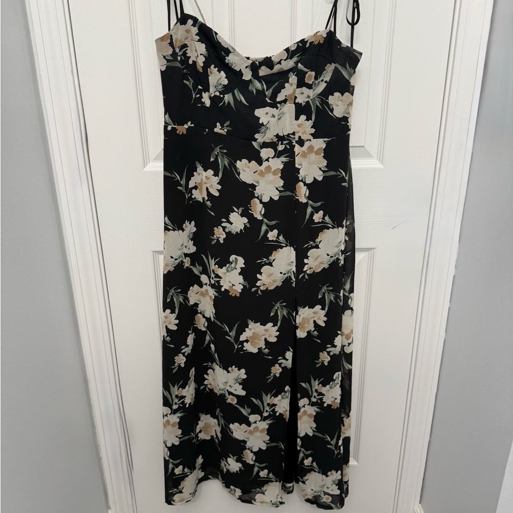 Floral Black and White Dress